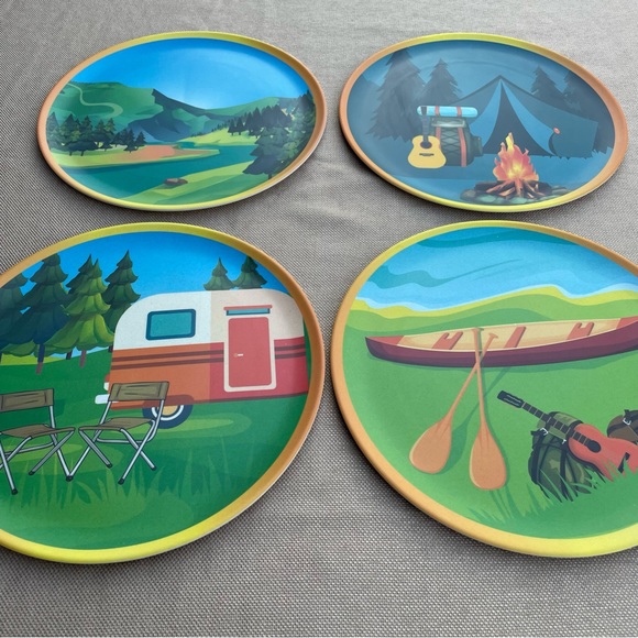 Bamboo “Campers Paradise” Dinner Plates - Picture 2 of 6